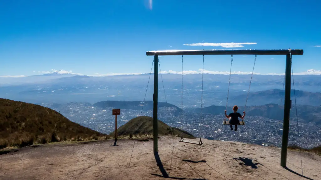 The swing at the top of the TeleferiQo - Pichincha volcano