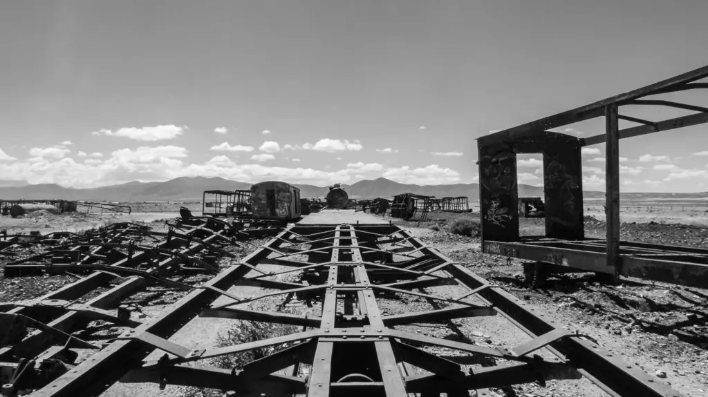 Old train tracks at Bolivia's Train Cemetery
