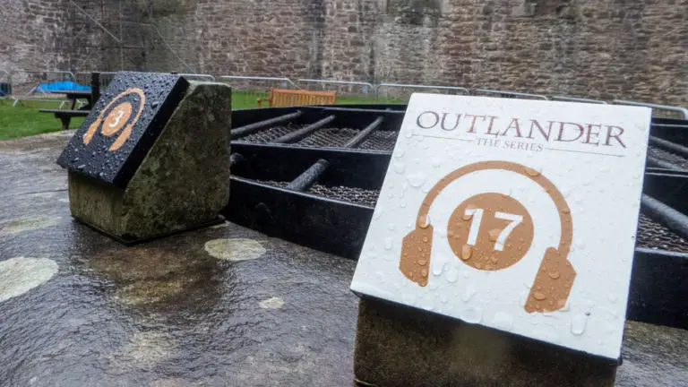 Outlander audio guide signs at Doune Castle