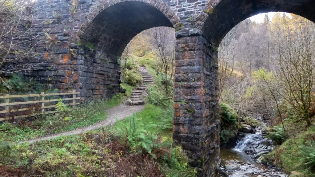 Bridge over river in Scottish countryside. 