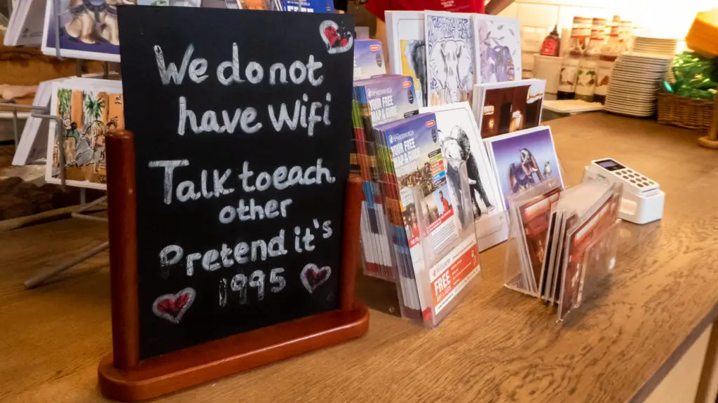 WiFi sign at the Elephant House Cafe, Edinburgh.
