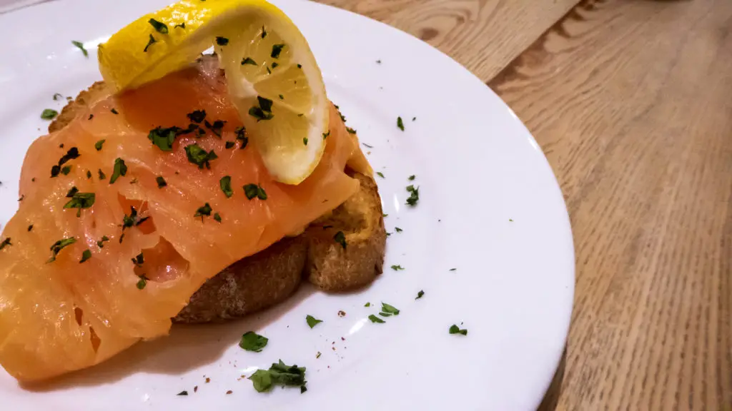 Salmon on toast breakfast at Elephant House Cafe Edinburgh.