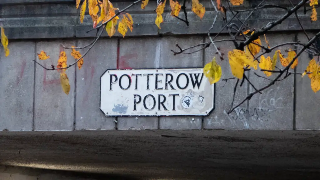 Potterow Port Sign in Edinburgh.