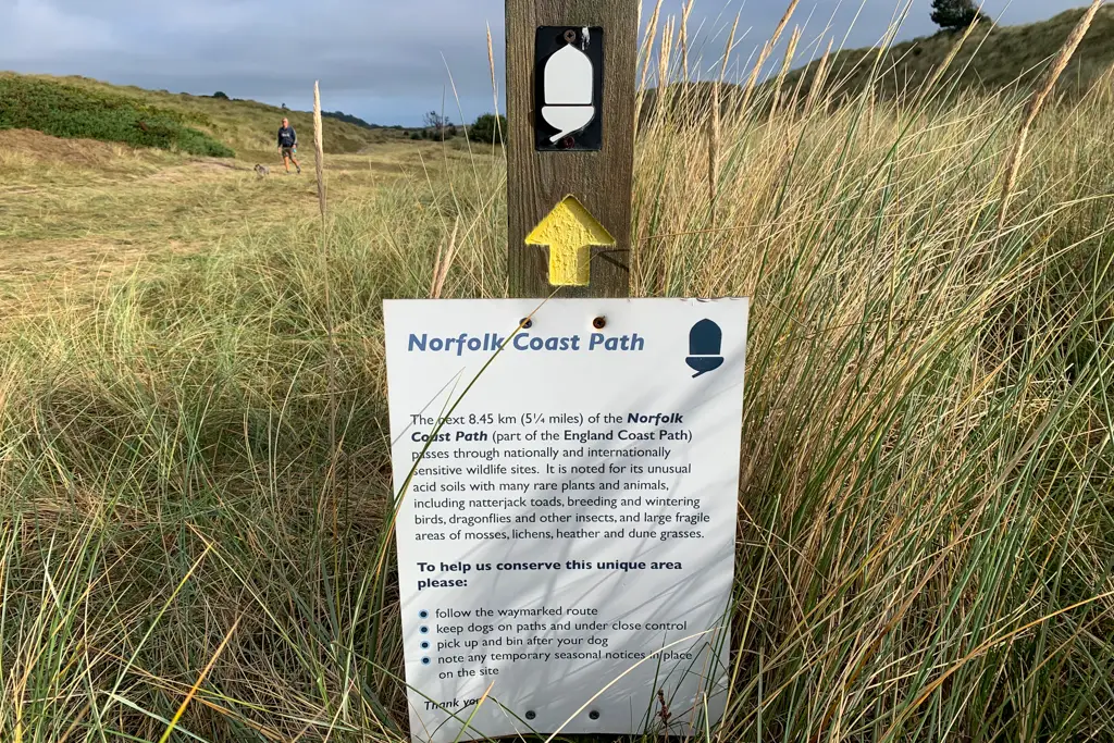 Norfolk Coast path sign at Winterton
