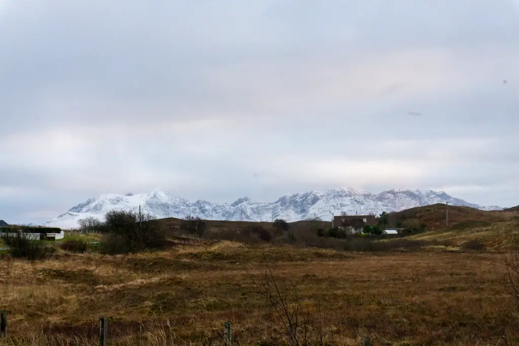 Cuillin mountain range in snow on the Isle of Skye 