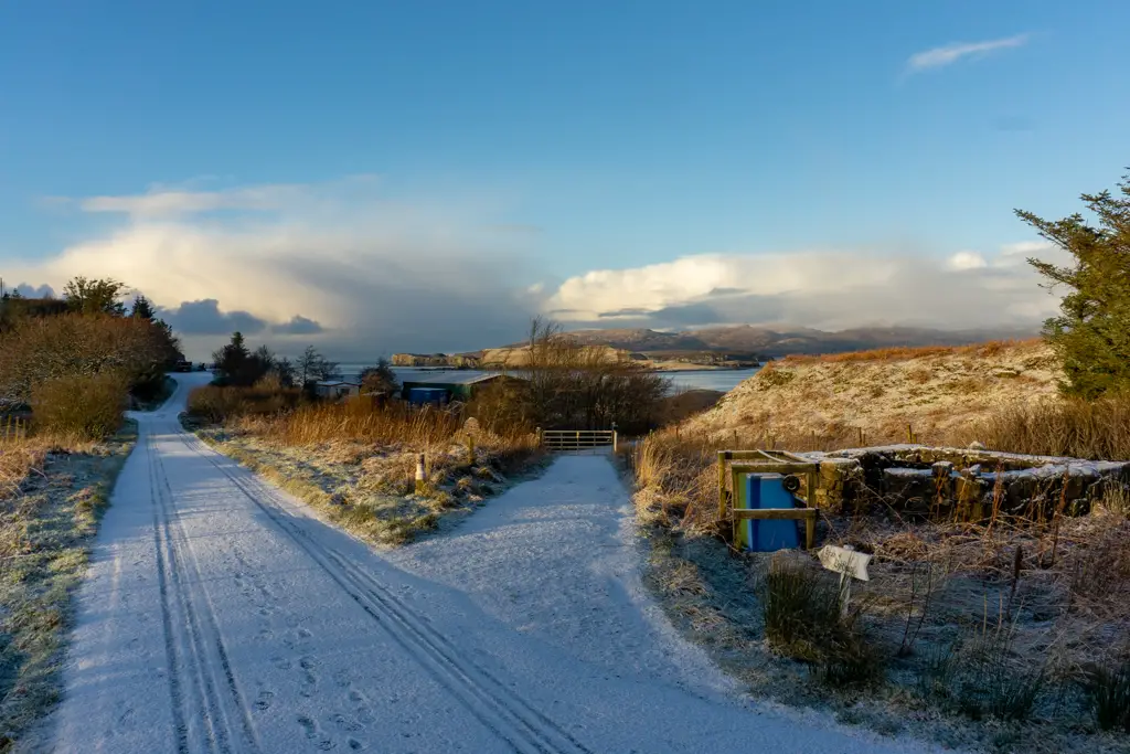 Icy single track roads on the Isle of Skye 