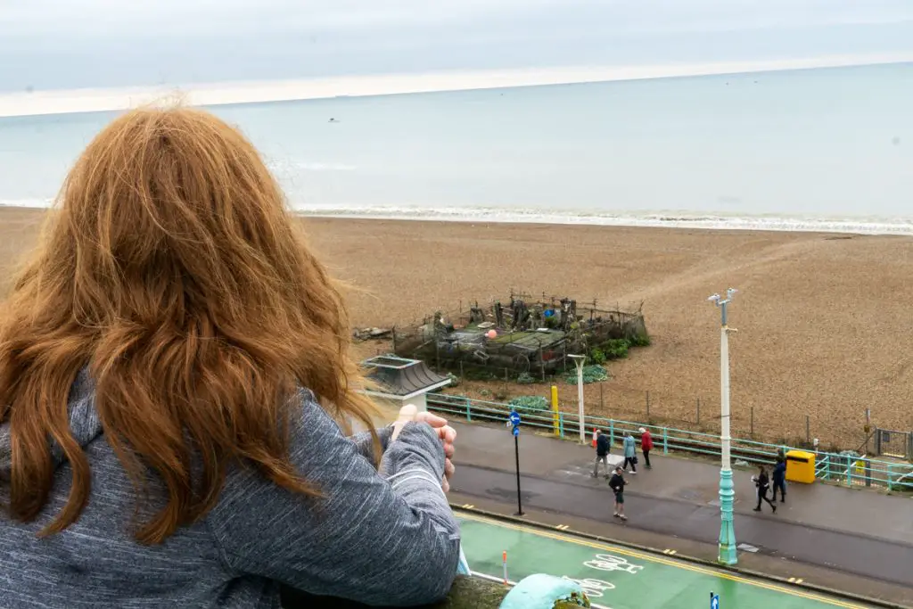 Girl overlooking Brighton flint grotto