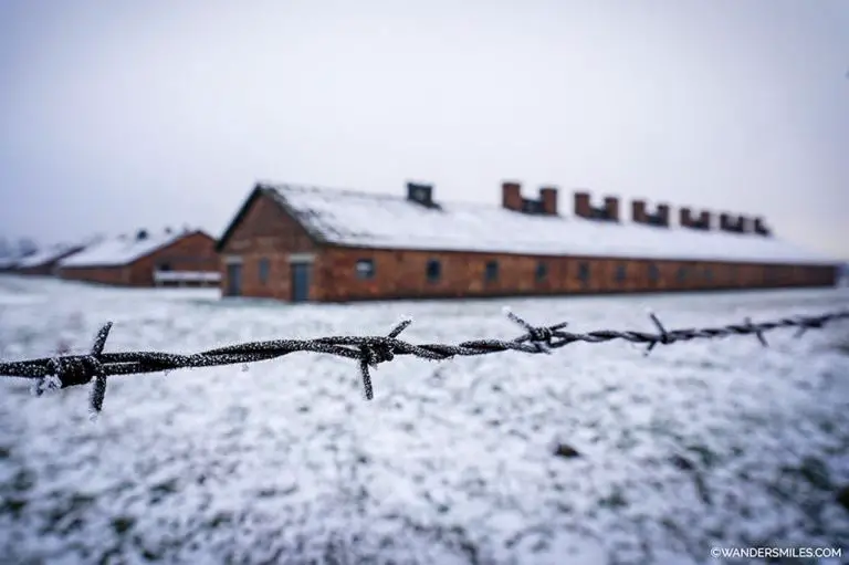 Auschwitz Birkenau in snow